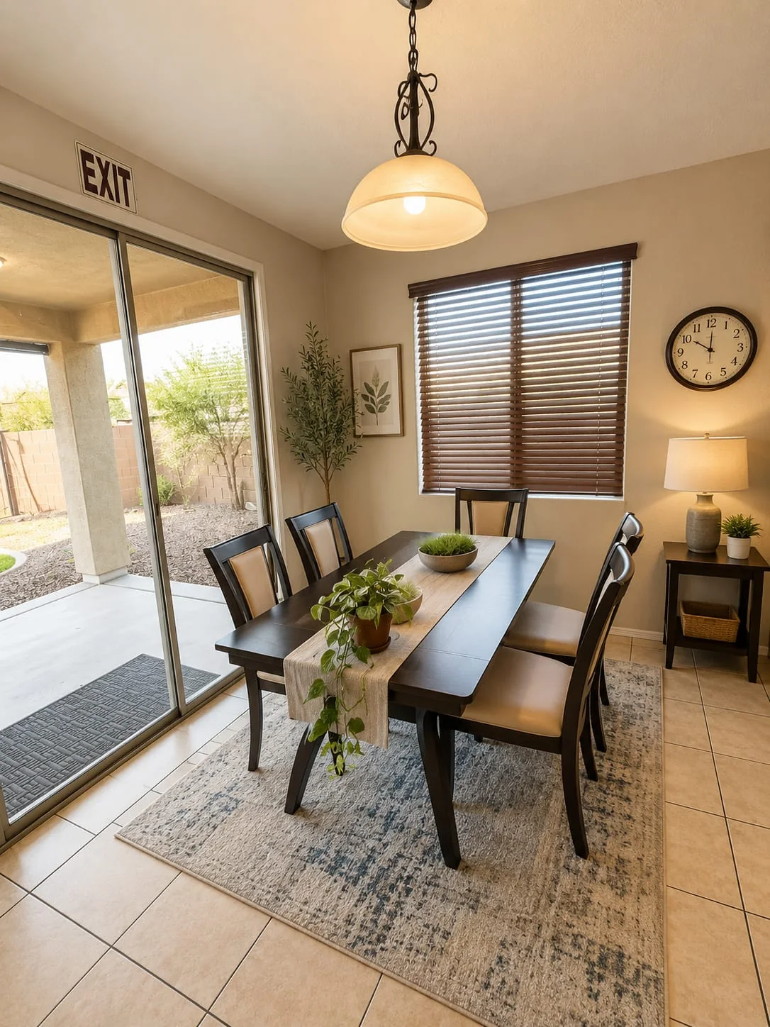 Dining area opening to the covered outdoor patio