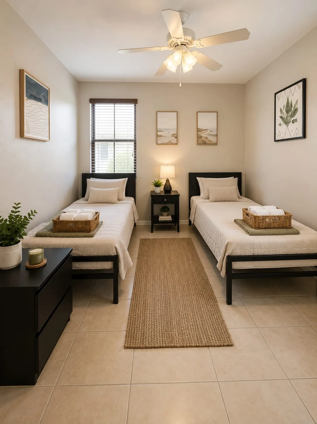 Shared resident bedroom with two single beds